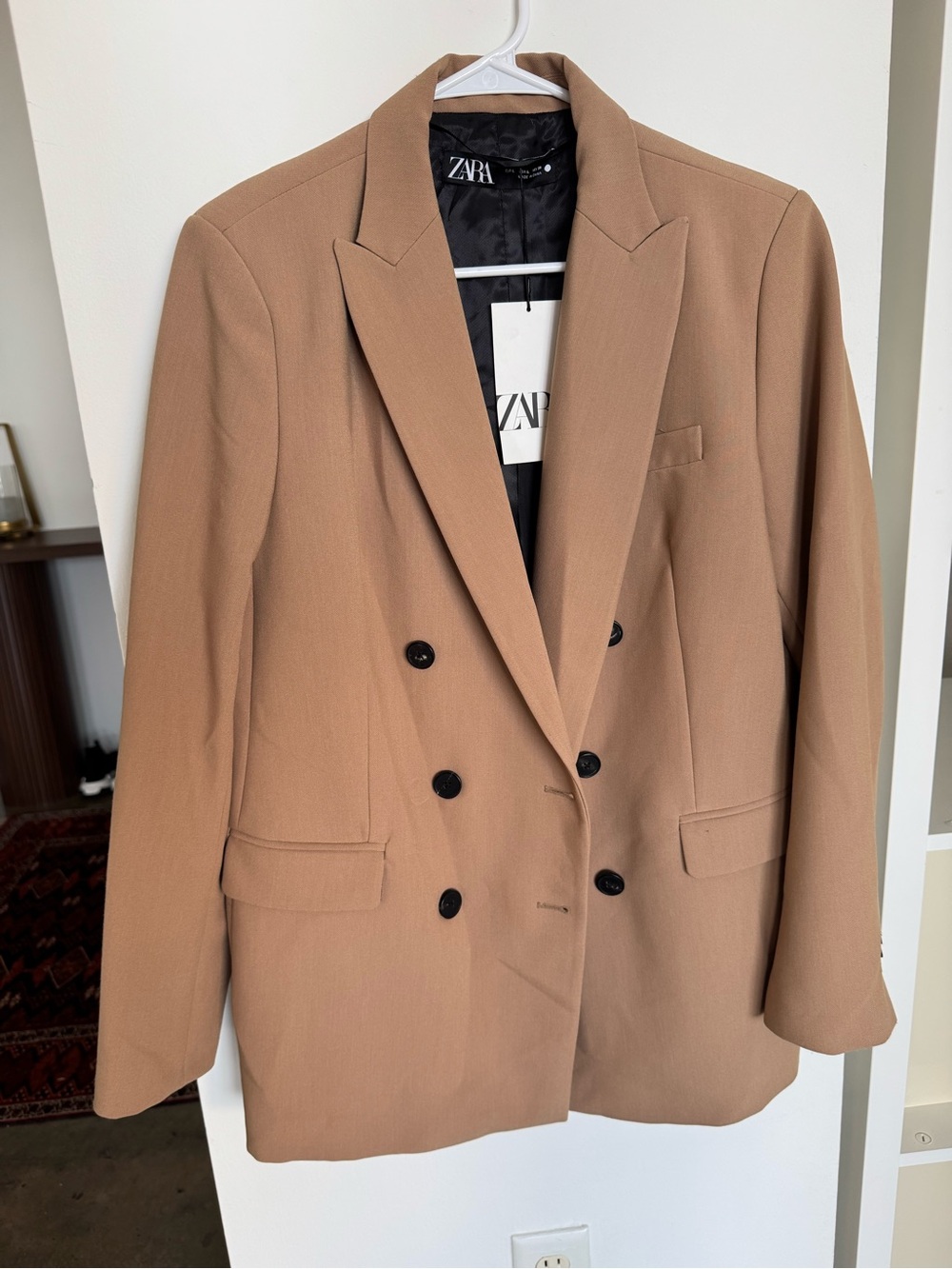 Zara Double-Breasted Sport Coat in Camel Brown